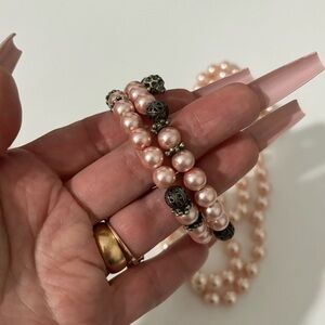 pink faux pearl set